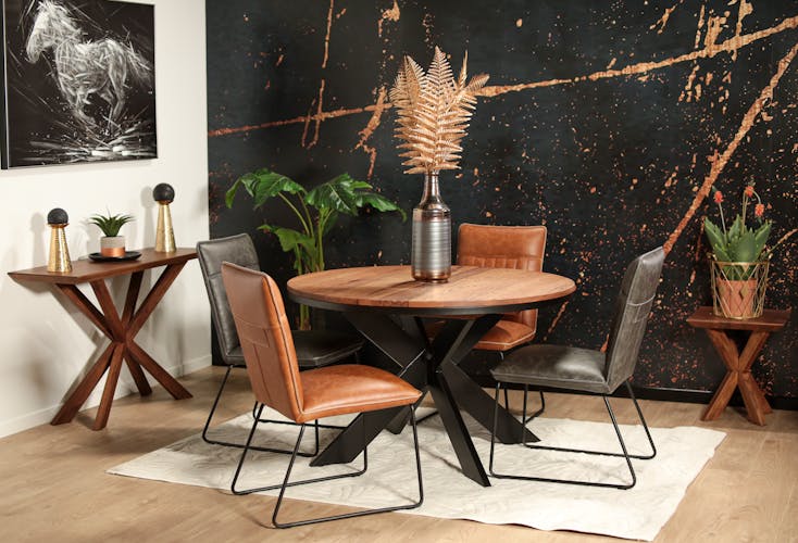 Table ronde extensible en chêne brun 120 cm PALERME