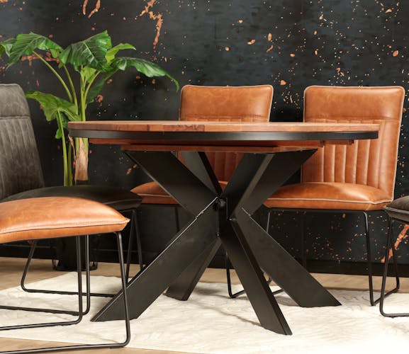 Table ronde extensible en chêne brun 120 cm PALERME