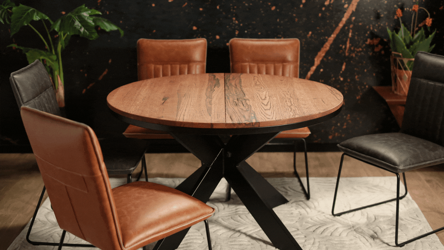 Table ronde extensible en chêne brun 120 cm PALERME | Tables à manger ...
