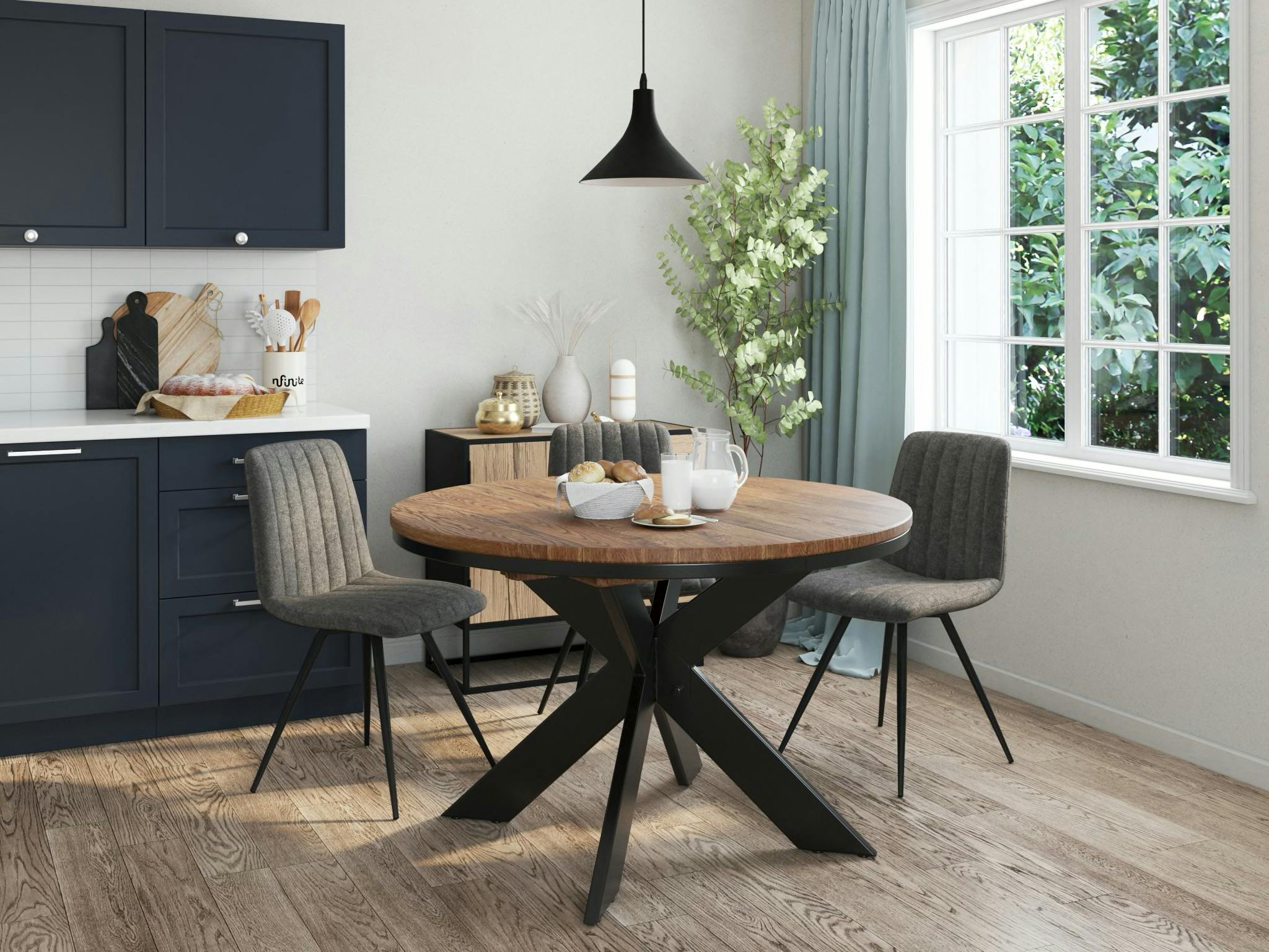 Table ronde extensible en chêne brun 120 cm PALERME