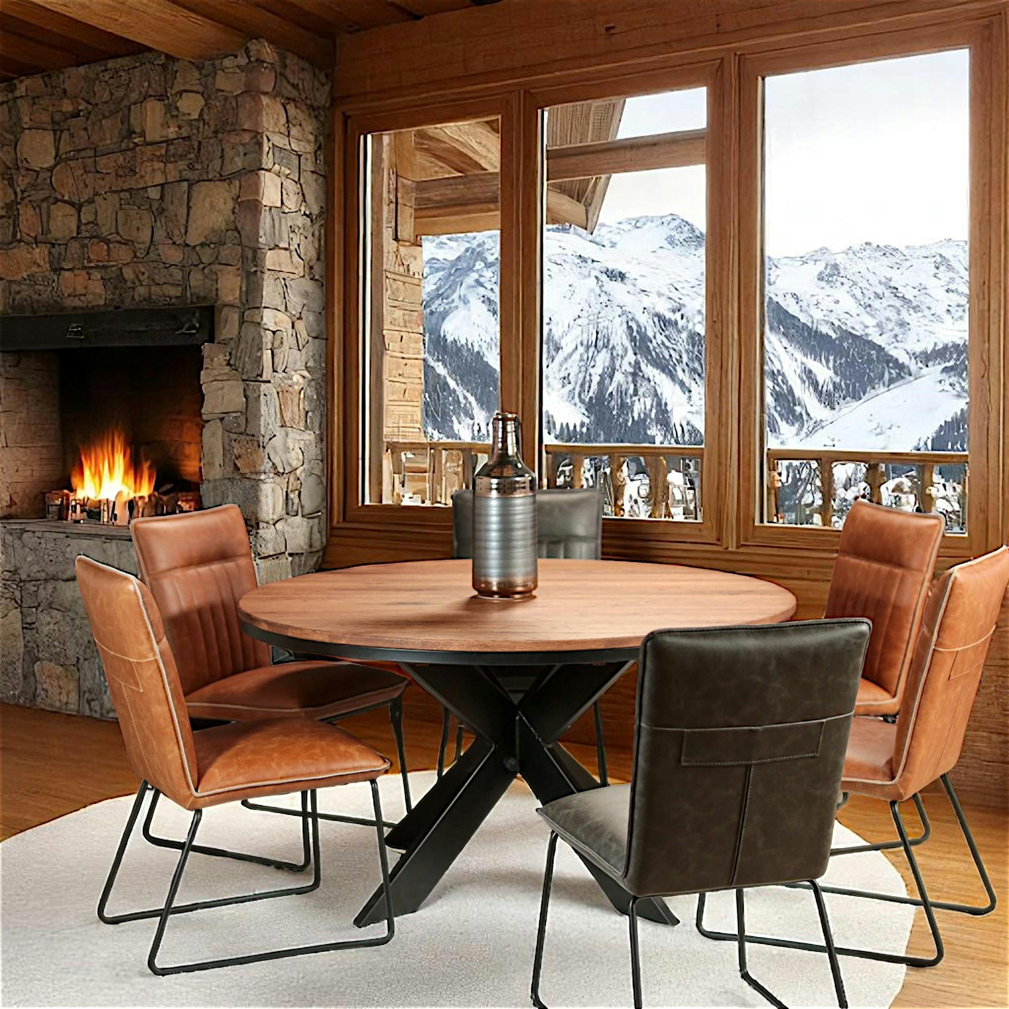 Table ronde extensible en chêne brun 140 cm PALERME