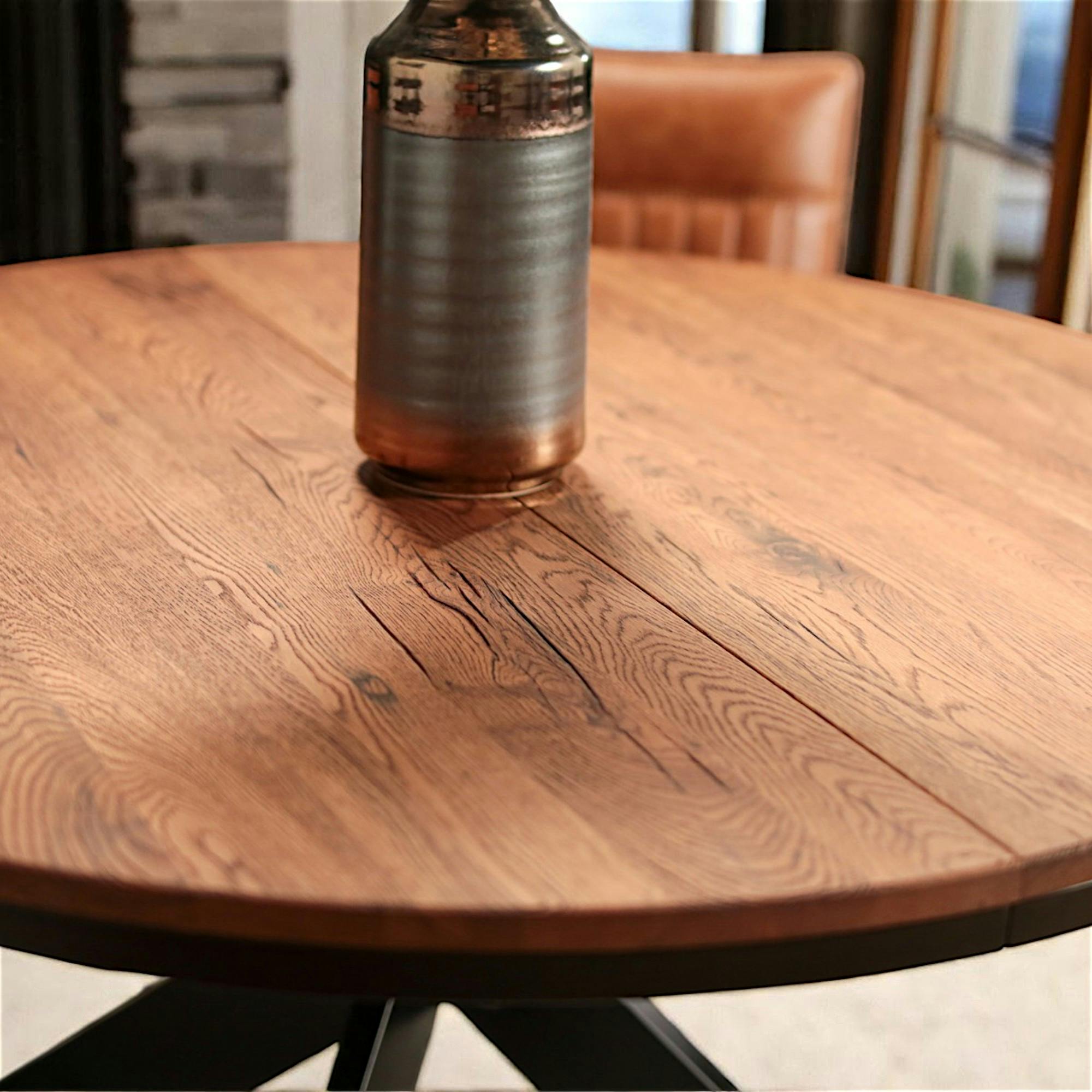 Table ronde extensible en chêne brun 140 cm PALERME | Tables à manger ...