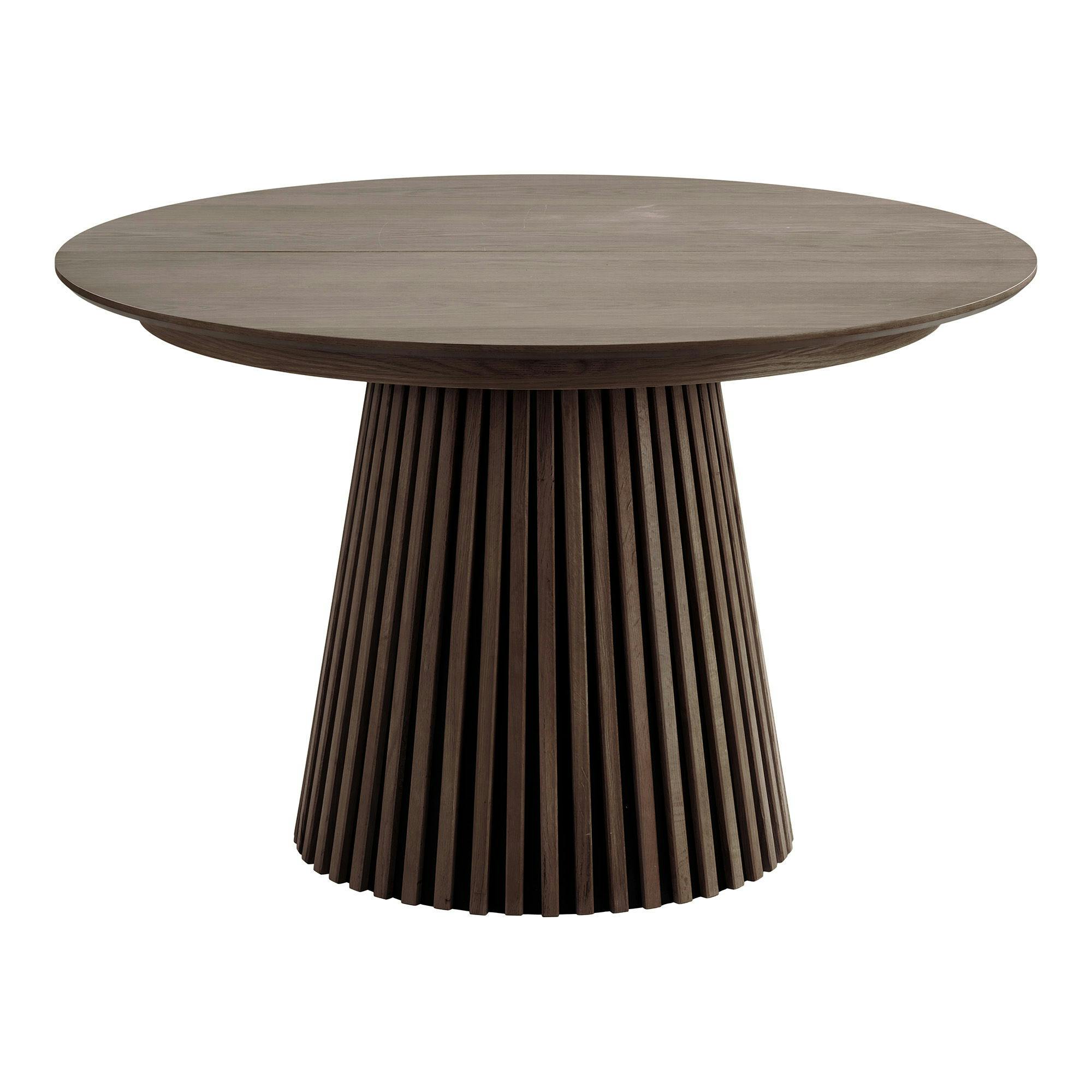 Table ronde extensible en chêne brun avec piètement baguette (3 ...