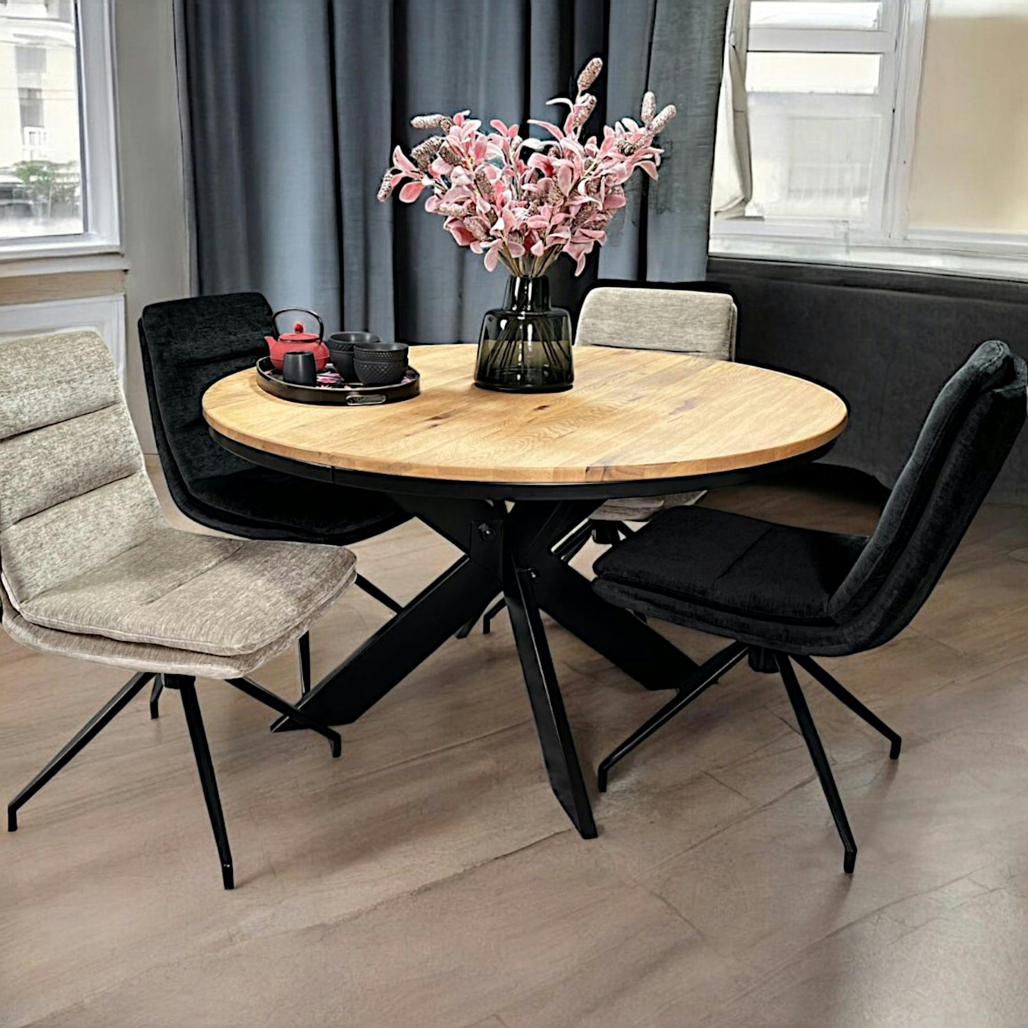 Table ronde extensible en chêne huilé 130 cm PALERME