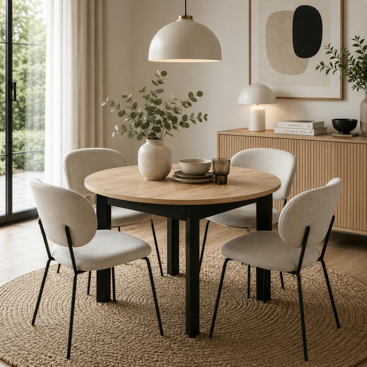 Table ronde extensible esprit bistrot Ø100-140 cm ALVA