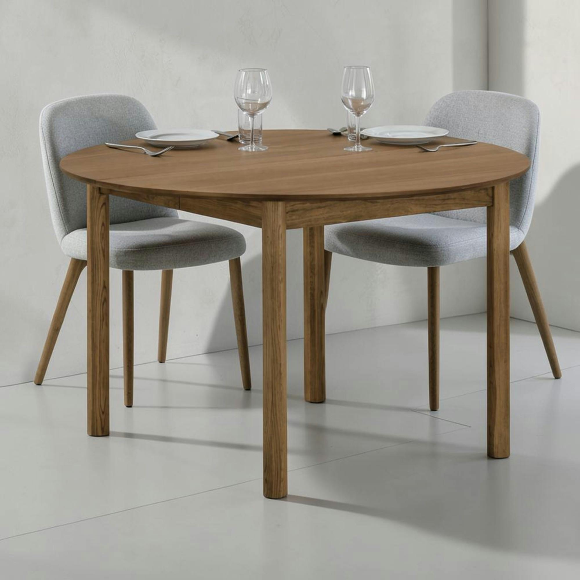 Table ronde extensible placage chêne 120/170/220 cm KALKIE