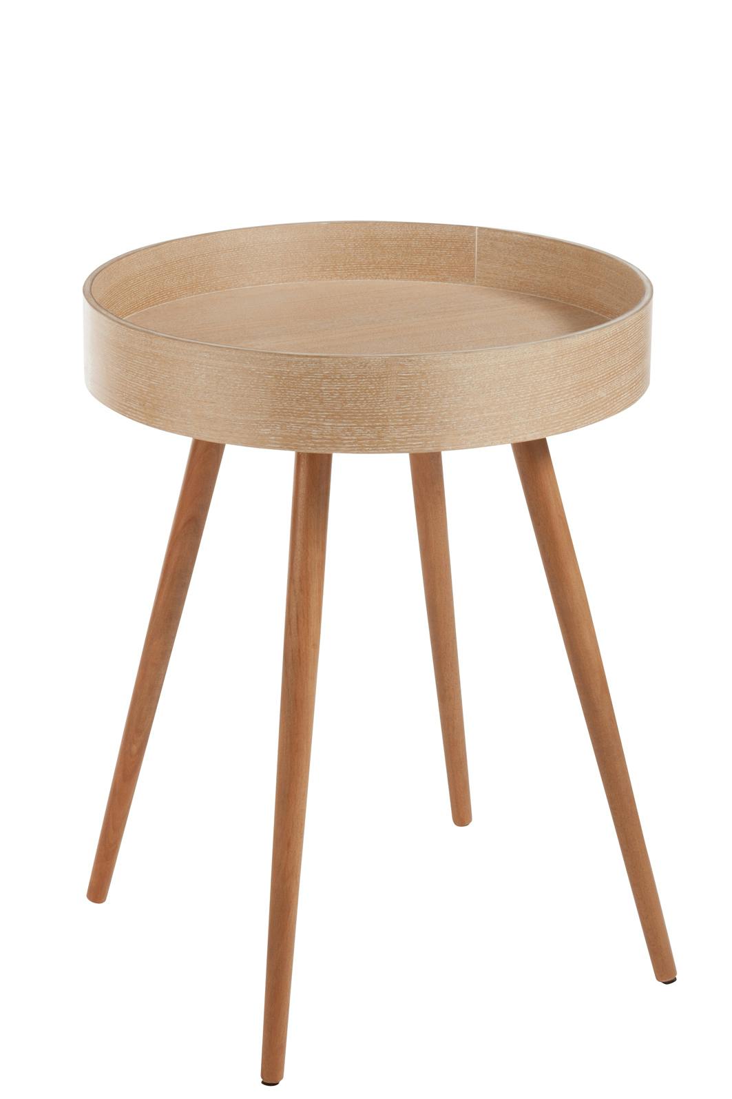 Table ronde frêne et pieds en hêtre, haut rebord 52x52x67cm