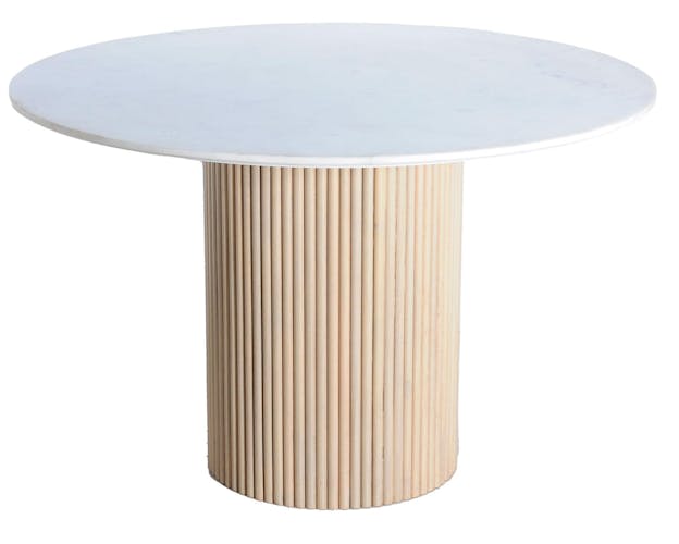 Table ronde marbre et bois D 120 cm MASSA