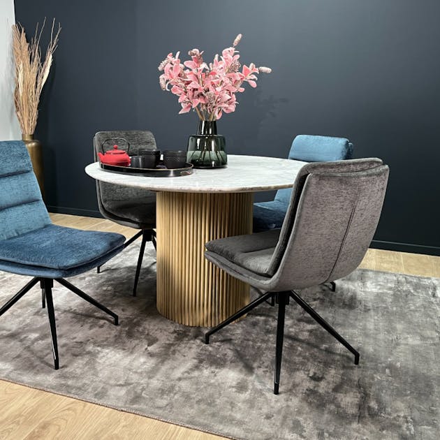 Table ronde marbre et bois D 120 cm MASSA | Tables à manger | Pier Import