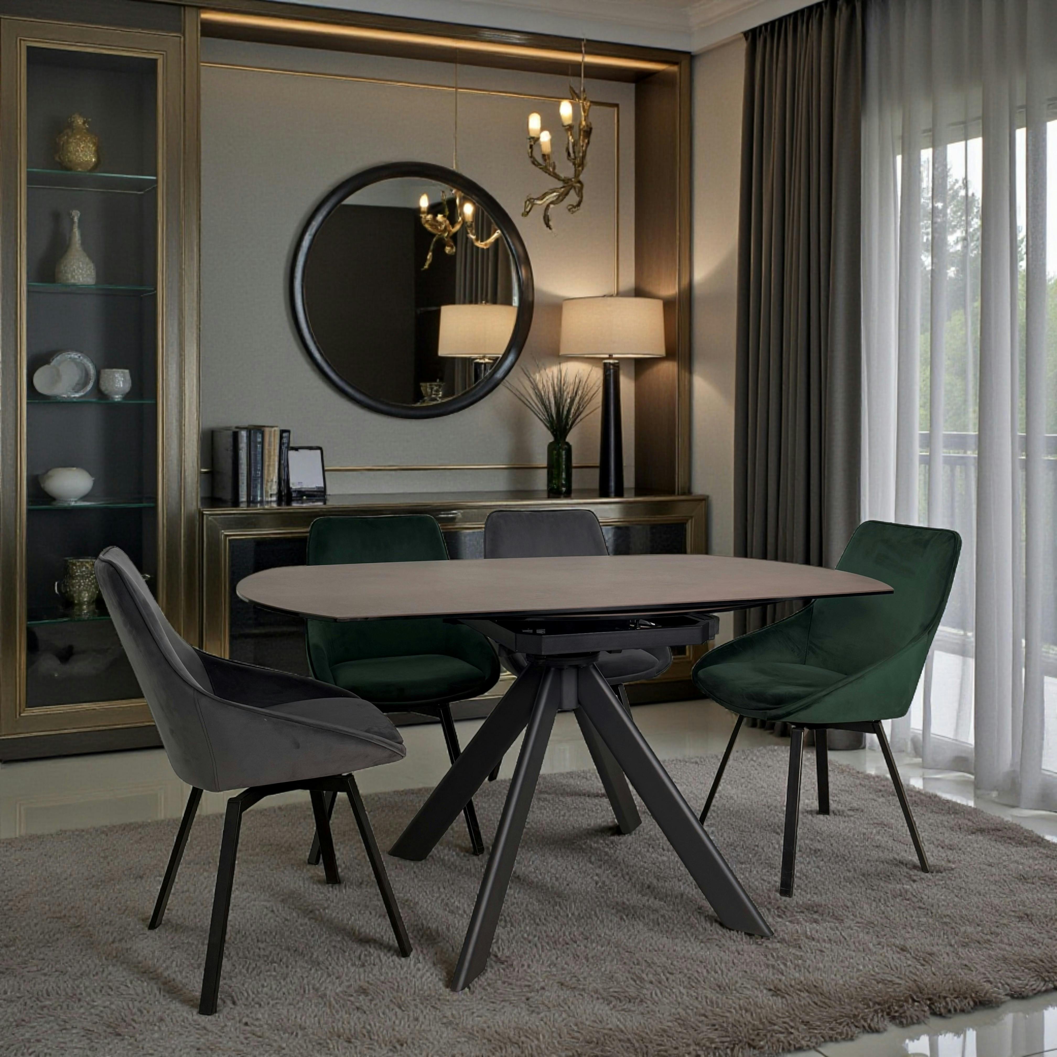 Table ronde modulable céramique effet oxydé 150 cm LOMBARDIE