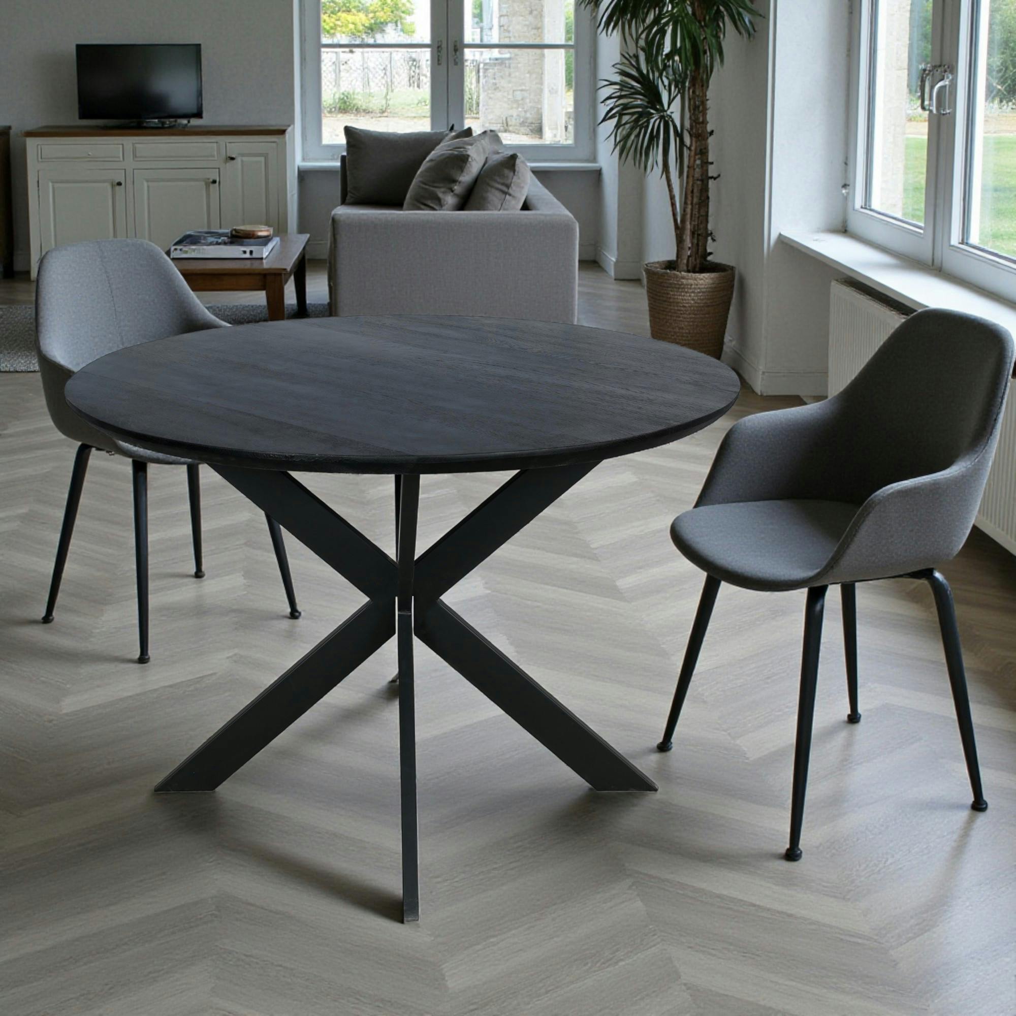 Table ronde noire en bois Ø130 cm LEXTON