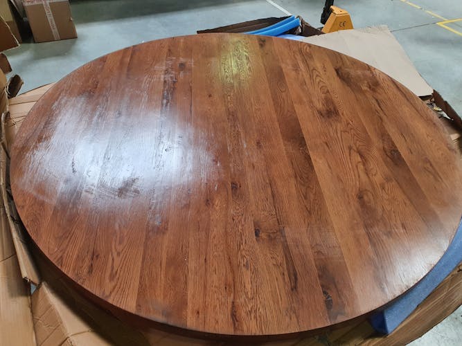 Table ronde pied central bois de chêne massif D160 cm OKA
