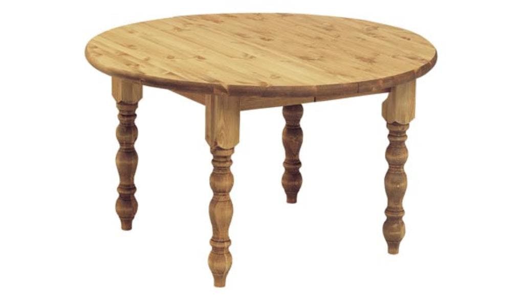 Table ronde pieds tournés 129/169cm Pin ciré HANNOVER