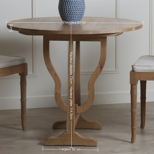 Table ronde pliante en bois de style classique