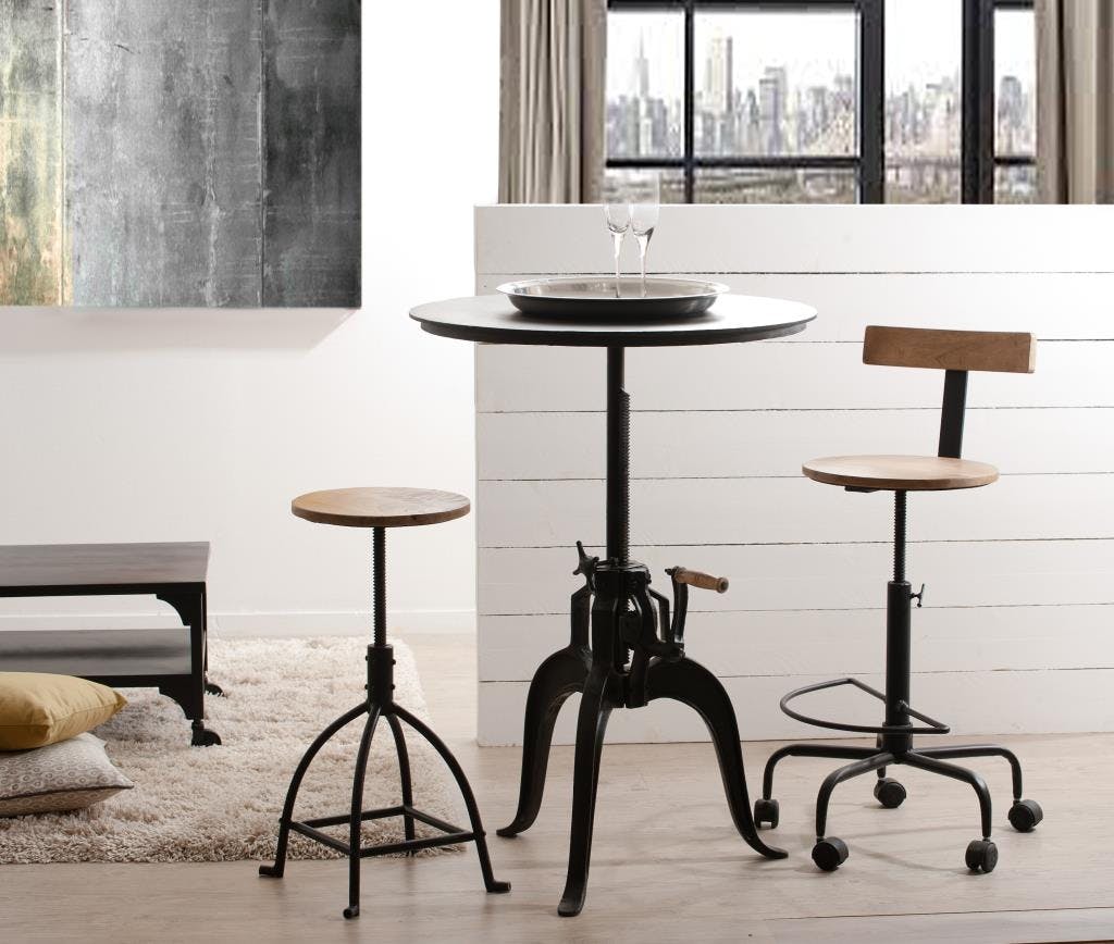 Table ronde repas métal industrielle ajustable 75x75 RALF