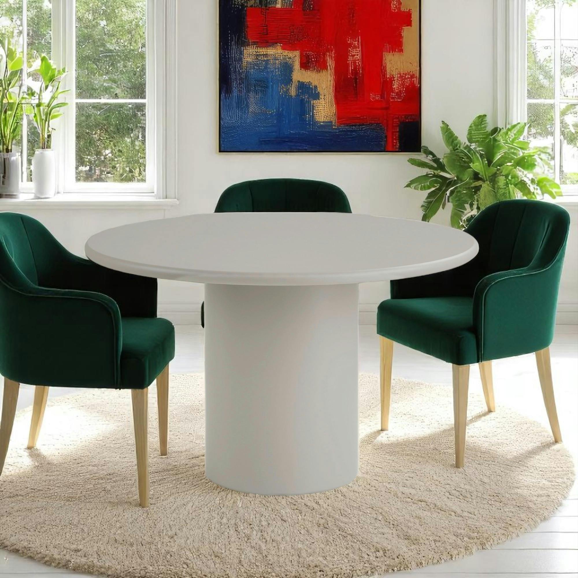 Table ronde sable avec pied central  Ø120 cm ALBERTA