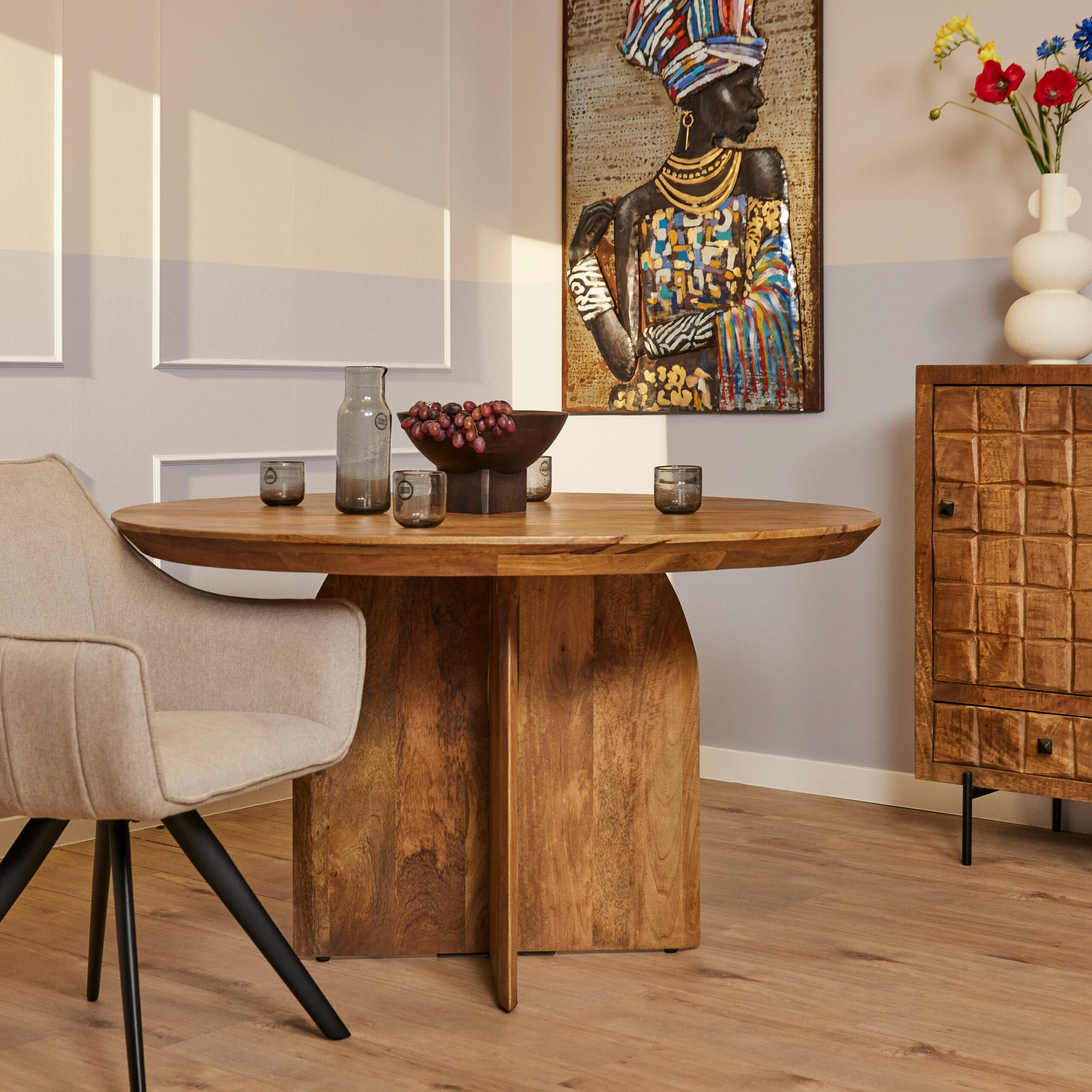 Table ronde vintage en bois Ø130 cm CALDERA