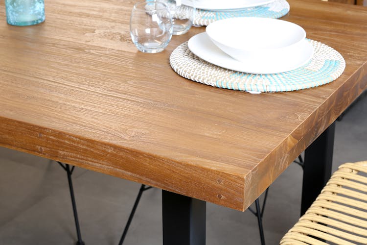 Table de repas bois pieds metal extensible de style industriel