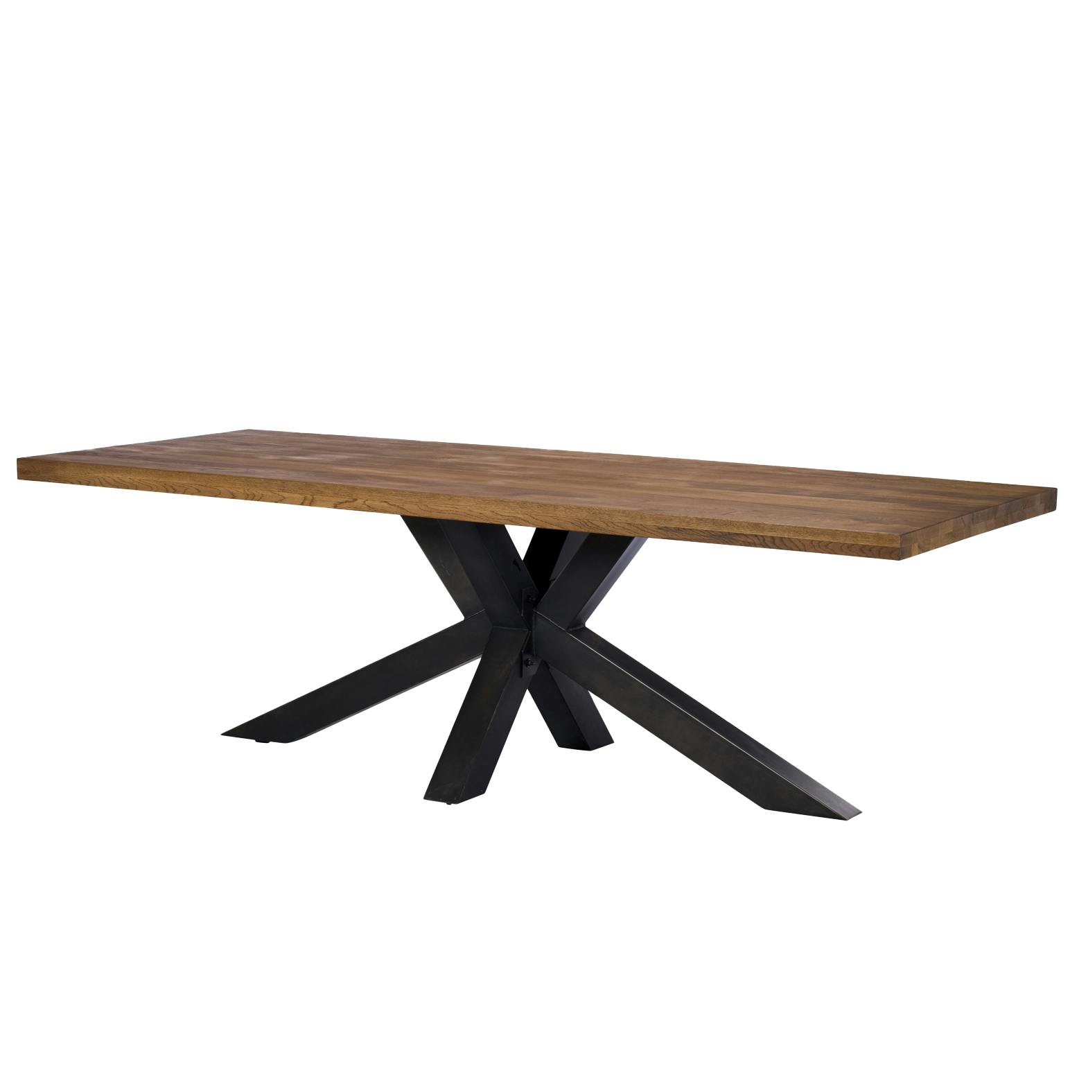 Table salle à manger bois métal pied croisé 240 cm OKA