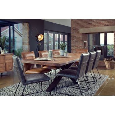  Table salle à manger bois métal pieds en X 180 cm OKA