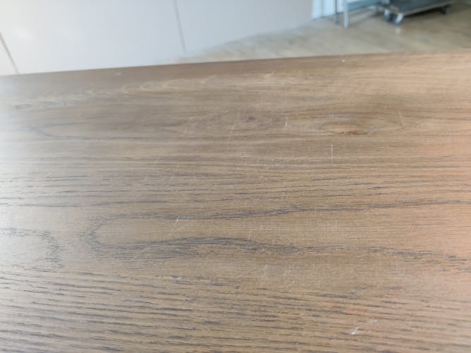 Table salle à manger bois métal pieds en X 180 cm OKA