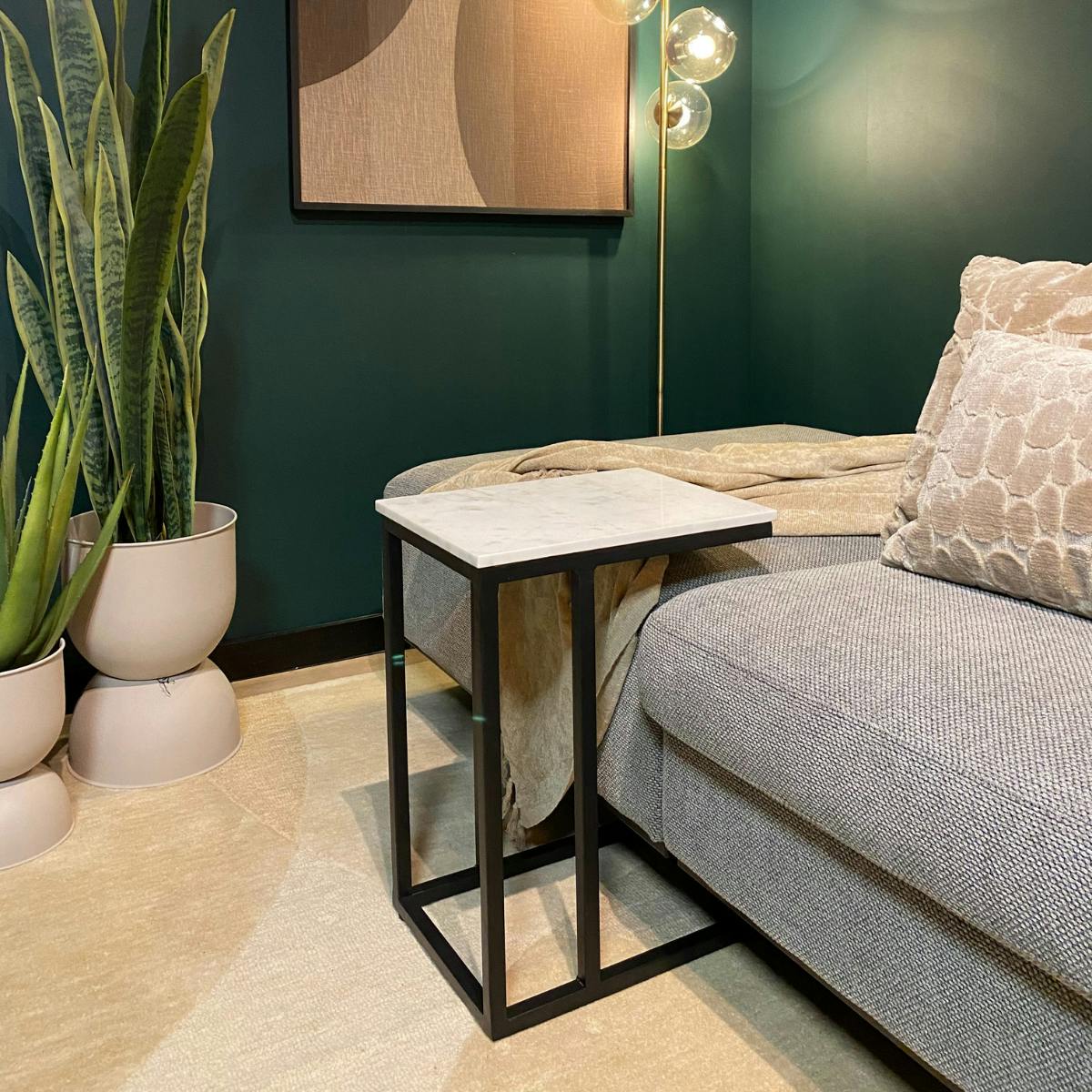 Table salon pour ordinateur en marbre blanc DUOMO