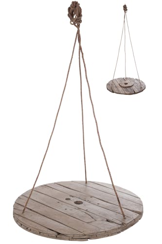 Table suspendue ronde, planches de bois gris - D100cm