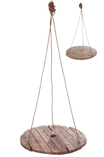 Table suspendue ronde, planches de bois naturel - D100cm