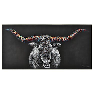 Tableau 3D de buffle avec incrustation de copeaux de bois