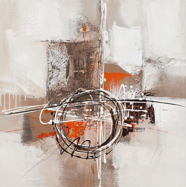 Tableau 60x60 - peinture et feuilles métal - formes abstraites