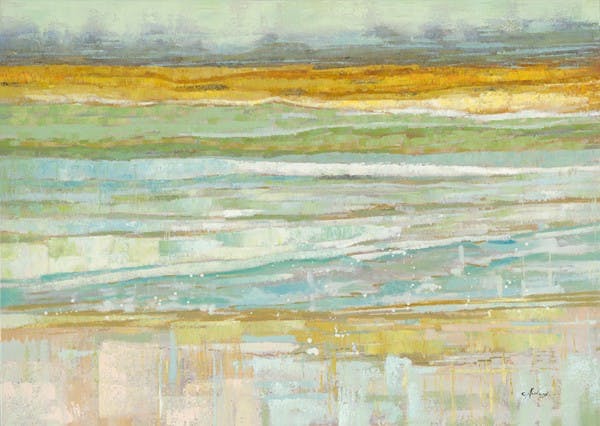Tableau Abstrait 100x140 - peinture douce et feuilles métal