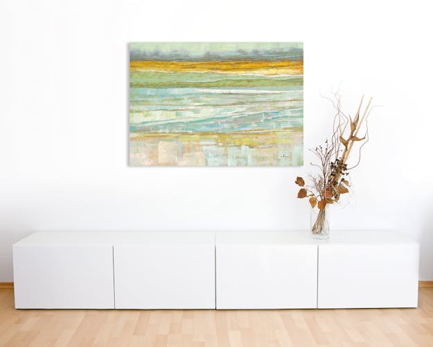 Tableau Abstrait 100x140 - peinture douce et feuilles métal