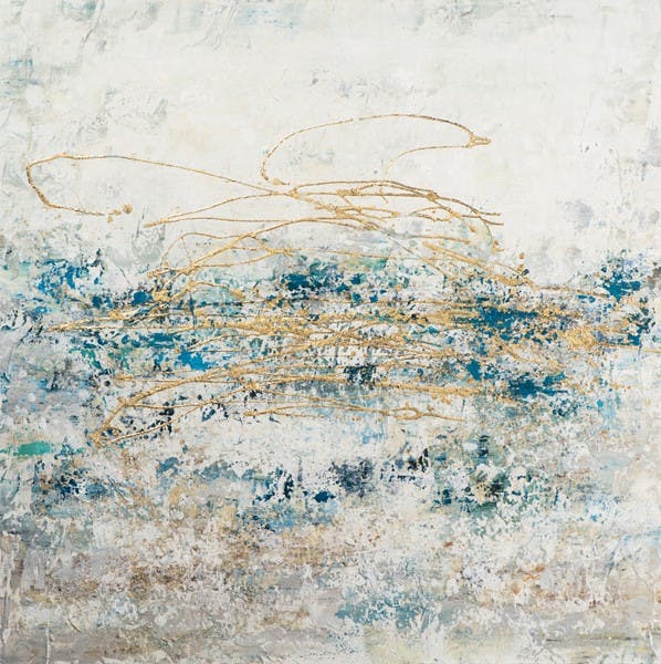 Tableau Abstrait 115x115 - style contemporain doré