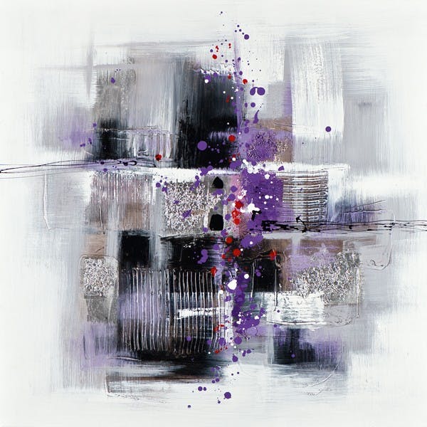 Tableau Abstrait 60x60 Argenté. Peinture acrylique et feuilles métal