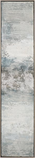 Tableau abstrait bleu, blanc, gris vertical