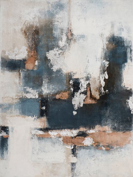 Tableau abstrait dégradés de bleus et bruns