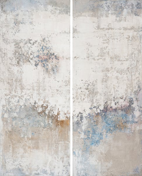 Tableau abstrait diptyque tons délavés (2 pièces)