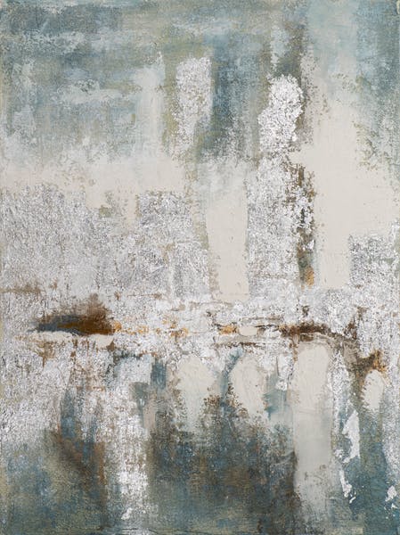 Tableau ABSTRAIT dominante blanche et tons beiges, bleus et bruns 90x120cm