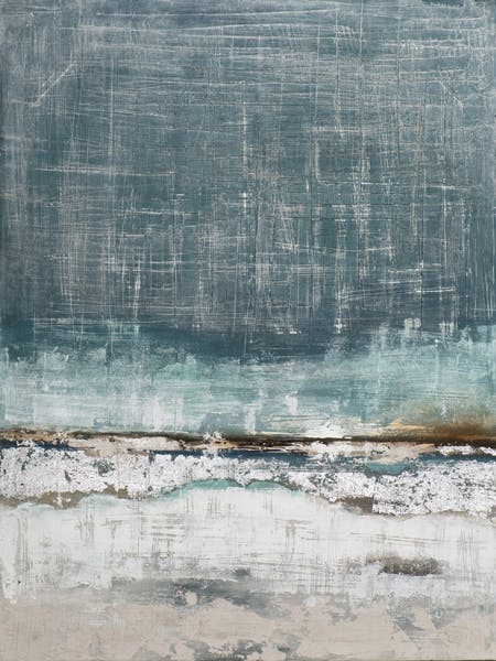 Tableau ABSTRAIT dominante bleue et tons bruns et beiges 90x120cm