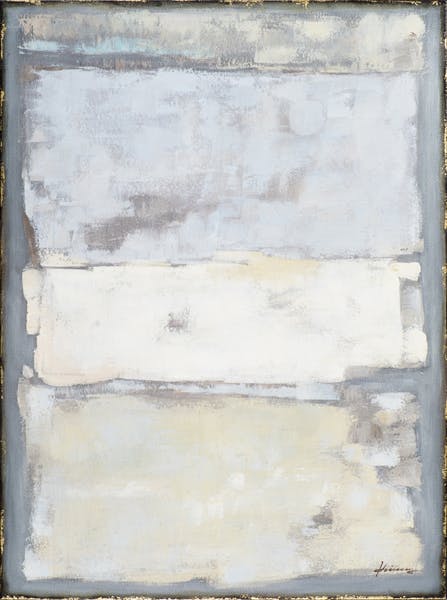 Tableau ABSTRAIT Effets tons gris, gris bleutés, beiges, dorés, gris et blancs 90x120cm