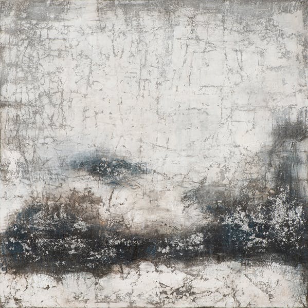 Tableau abstrait gris craquelé