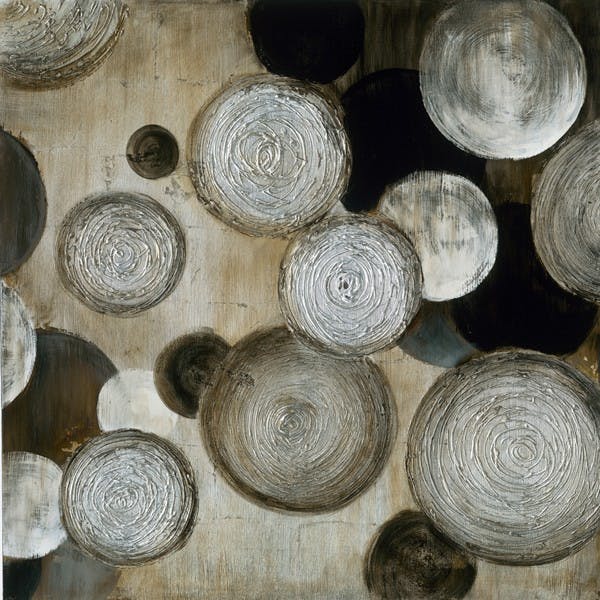 Tableau Abstrait laqué 100x100 Argenté. Peinture acrylique et feuilles métal