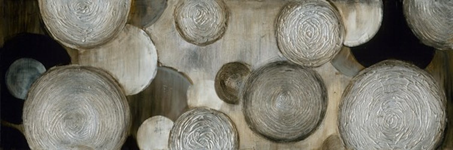 Tableau Abstrait laqué 50x100 Argenté. Peinture acrylique et feuilles métal