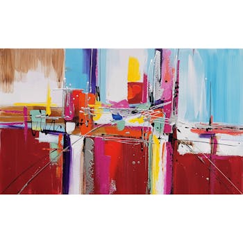 Tableau abstrait lignes géométriques colorées 60x100