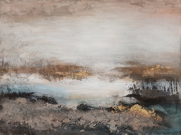 Tableau abstrait ocre craquelé