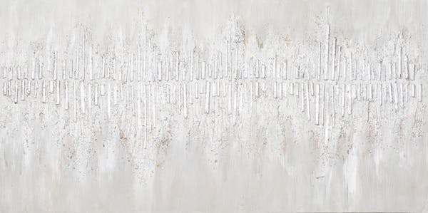 Tableau ABSTRAIT Reflets de Lignes imparfaites tons beiges, blancs et argentés 140x70cm