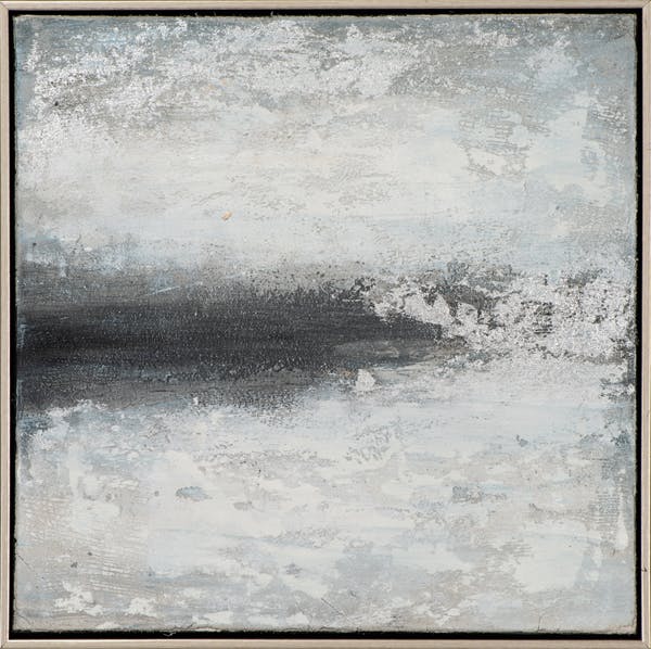 Tableau abstrait tempête noir, blanc, gris