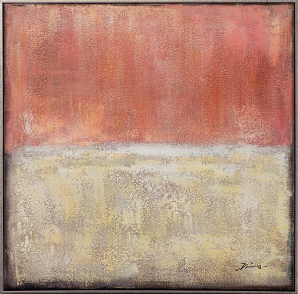 Tableau abstrait ton rose rouge et ocre version 2