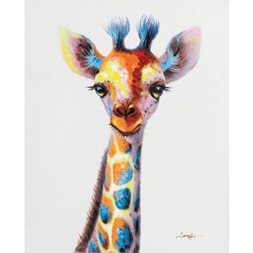  Tableau ANIMAL POP-ART Bébé Girafe couleurs vives multicolores 40x50cm