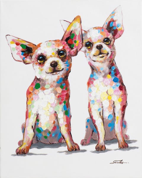 Tableau ANIMAL POP-ART Chiens Rigolos aux grandes oreilles couleurs vives multicolores 40x50cm